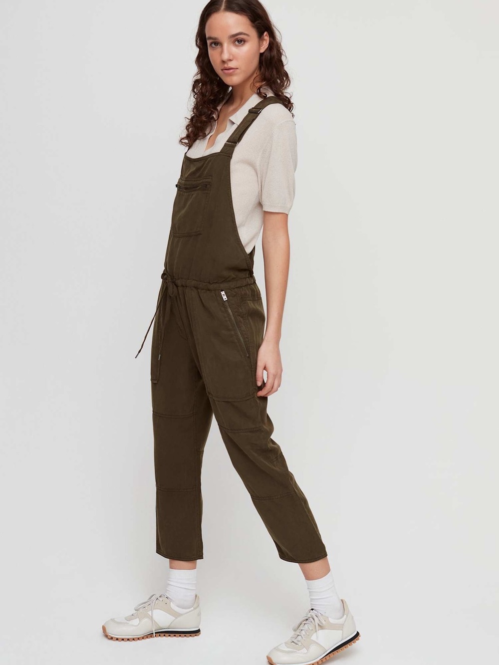 Aritzia Olive Utility Drawstring Overalls